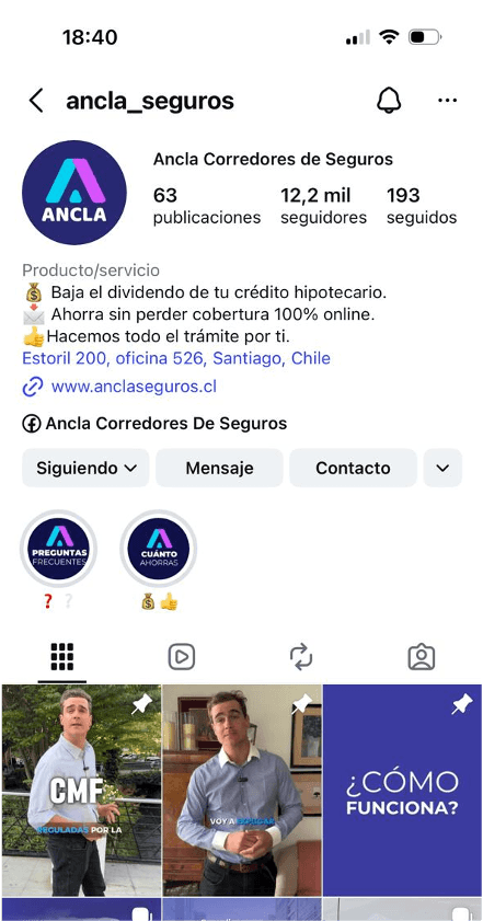 Perfil Instagram Ancla Seguros